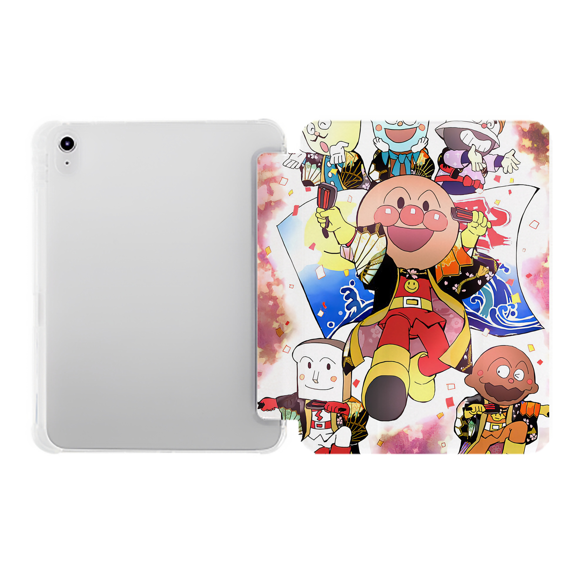 （画像用） アンパンマン Anpanman IPad ケース ペン収納付き 三つ折りスタンド PUレザー×シリコン 対応機種9.5/10.5/10.9インチ